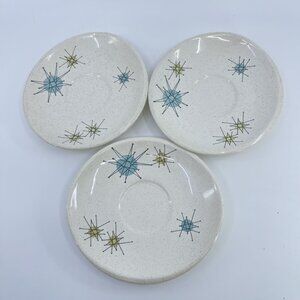 franciscan atomic starburst saucer plates set of 3 mid-century design